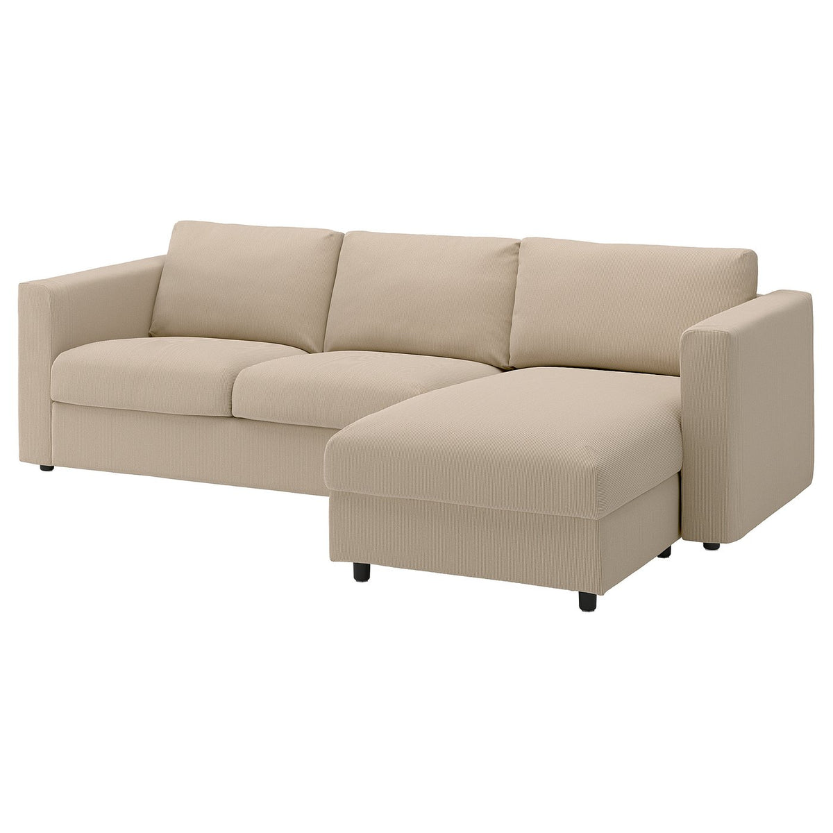 VIMLE 3-seat sofa, with chaise longue/Kelinge beige, 252 cm