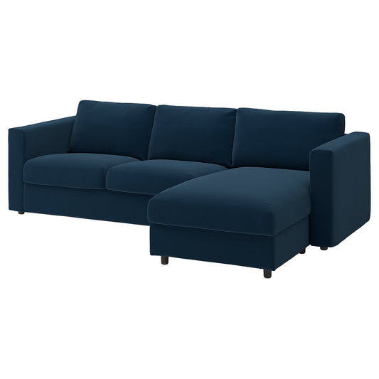 VIMLE 3-seat sofa, with chaise longue/Kelinge dark blue, 252 cm