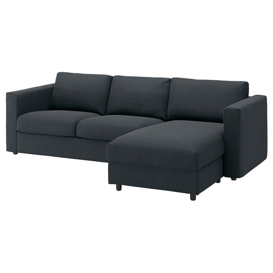 VIMLE 3-seat sofa, with chaise longue/Knäbäck anthracite, 252 cm