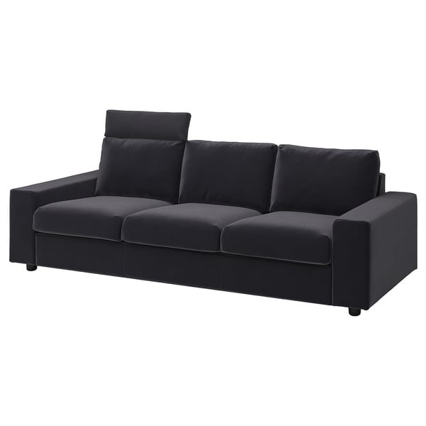 VIMLE 3-seat sofa, with headrest with wide armrests/Djuparp dark grey, 255 cm