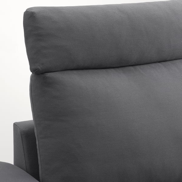 VIMLE 3-seat sofa, with headrest with wide armrests/Hallarp grey, 255 cm