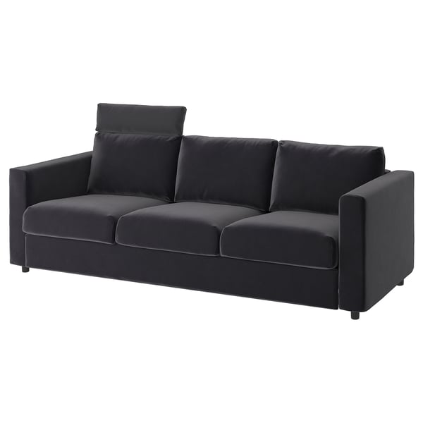 VIMLE 3-seat sofa, with headrest/Djuparp dark grey, 241 cm