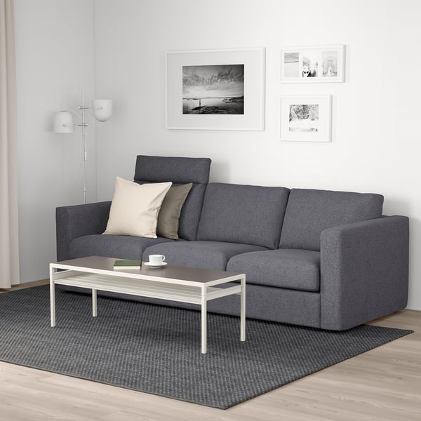 VIMLE 3-seat sofa, with headrest/Gunnared medium grey, 241 cm