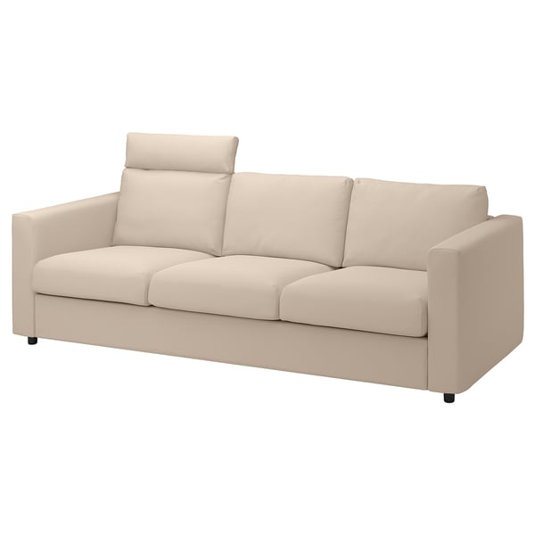 VIMLE 3-seat sofa, with headrest/Hallarp beige, 241 cm