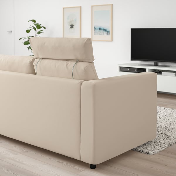 VIMLE 3-seat sofa, with headrest/Hallarp beige, 241 cm
