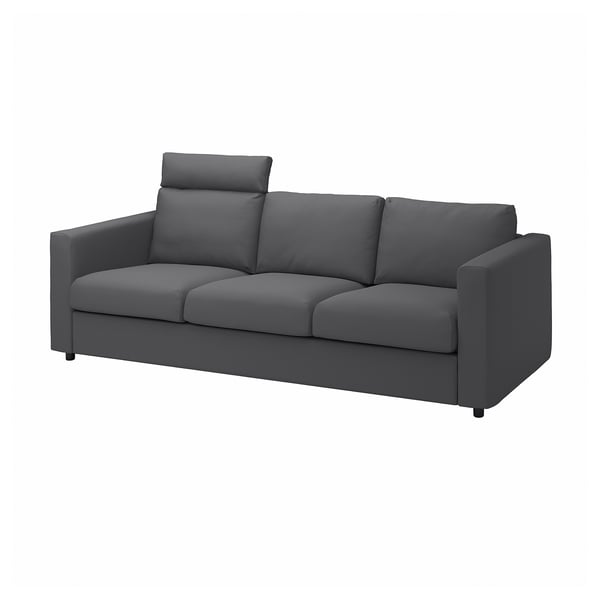 VIMLE 3-seat sofa, with headrest/Hallarp grey, 241 cm
