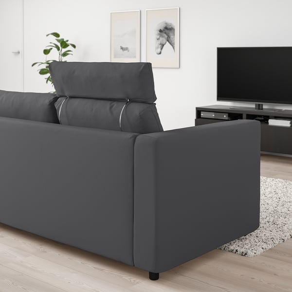 VIMLE 3-seat sofa, with headrest/Hallarp grey, 241 cm