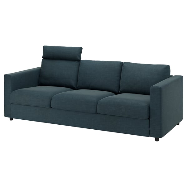 VIMLE - 3-seater sofa with headrest/Hillared dark blue ,