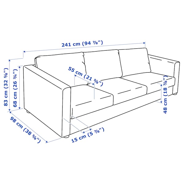 VIMLE 3 seater sofa - Gunnared smoke grey ,