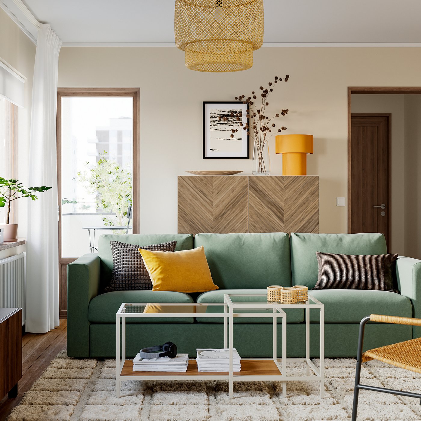 VIMLE 3-seat sofa, Knäbäck grey-green, 241 cm