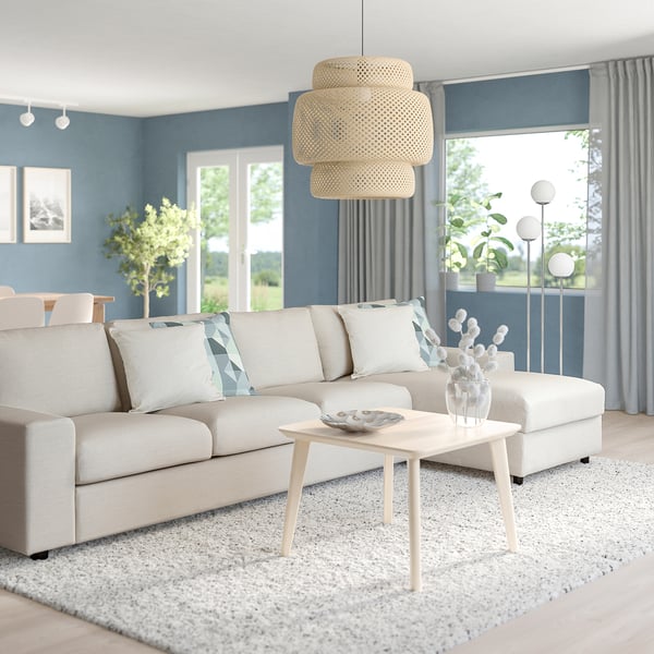 VIMLE 4-seat sofa with chaise longue, with wide armrests/Gunnared beige, 336 cm