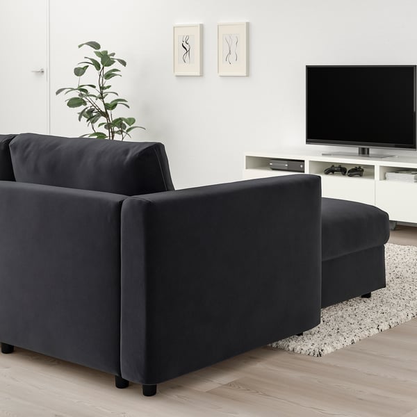 VIMLE 4-seat sofa, with chaise longue/Djuparp dark grey, 322 cm