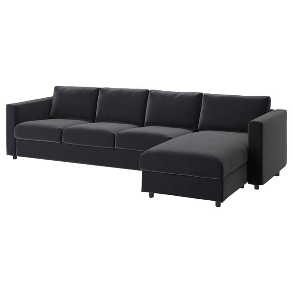 VIMLE 4-seat sofa, with chaise longue/Djuparp dark grey, 322 cm