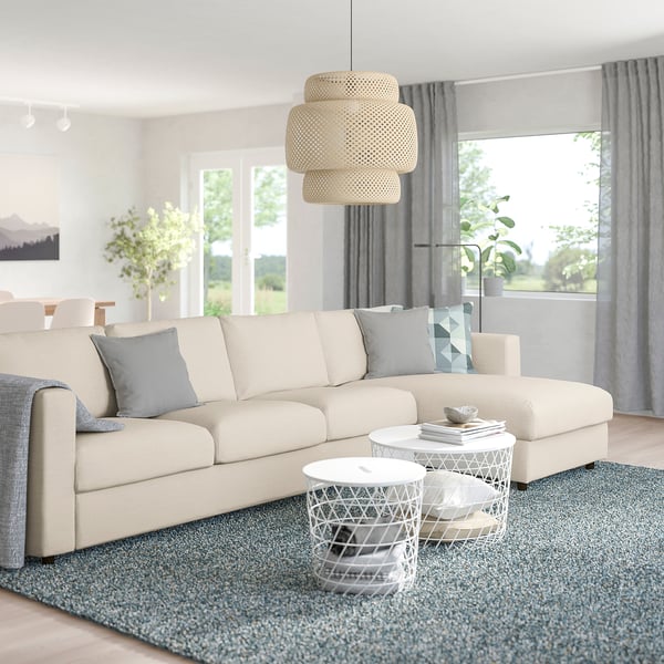 VIMLE 4-seat sofa with chaise longue, Gunnared beige, 292x68x98 cm