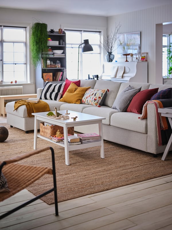 VIMLE 4-seat sofa with chaise longue, Gunnared beige, 322 cm