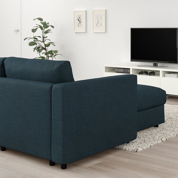 VIMLE - 4-seater sofa with chaise-longue/Hillared dark blue ,