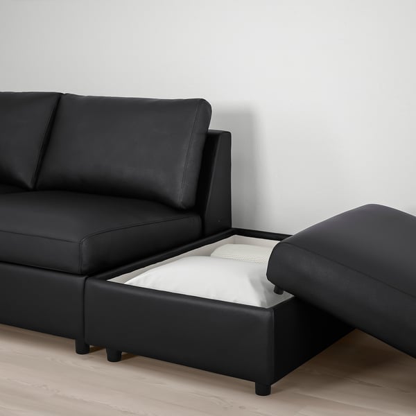 VIMLE corner sofa, 3-seat, with open end/Grann/Bomstad black, 15x65x98 cm