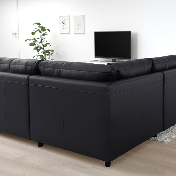 VIMLE corner sofa, 3-seat, with open end/Grann/Bomstad black, 15x65x98 cm