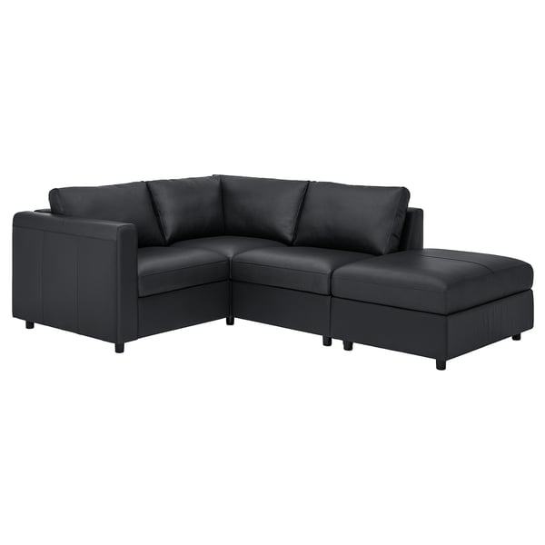 VIMLE corner sofa, 3-seat, with open end/Grann/Bomstad black, 15x65x98 cm