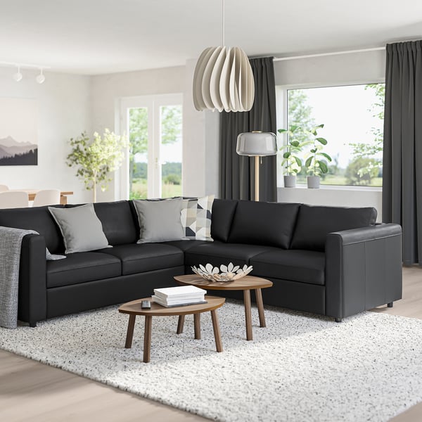 VIMLE corner sofa, 4-seat, Grann/Bomstad black, 15x65x98 cm