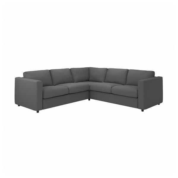 VIMLE corner sofa, 4-seat, Hallarp grey
