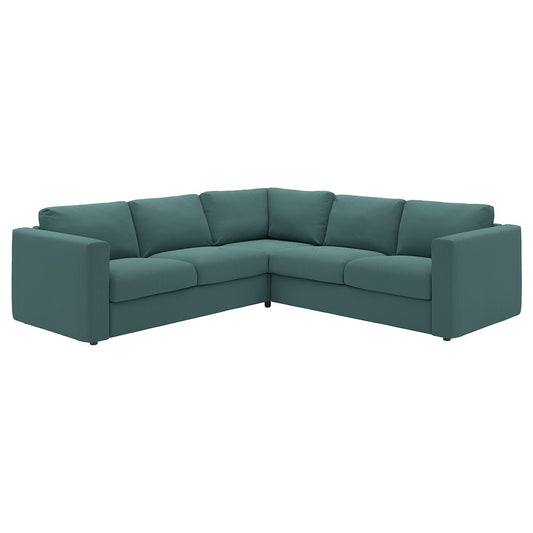 VIMLE corner sofa, 4-seat, Kelinge grey-turquoise