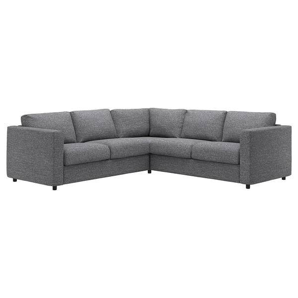 VIMLE corner sofa, 4-seat, Lejde grey/black, 15x68x98 cm
