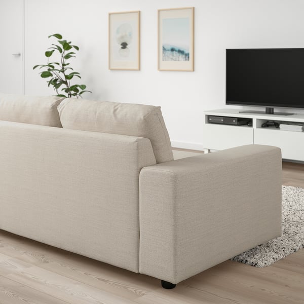 VIMLE corner sofa, 5-seat, with wide armrests/Gunnared beige, 22x54x98 cm