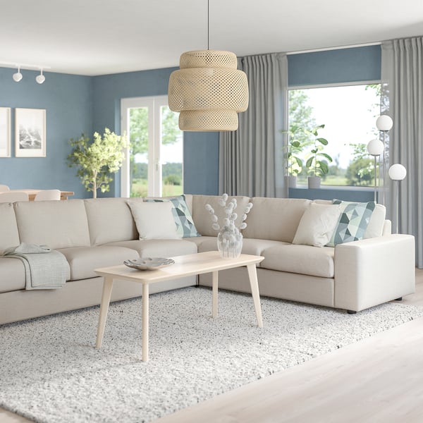 VIMLE corner sofa, 5-seat, with wide armrests/Gunnared beige, 22x54x98 cm