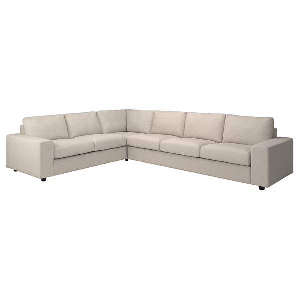 VIMLE corner sofa, 5-seat, with wide armrests/Gunnared beige, 22x54x98 cm