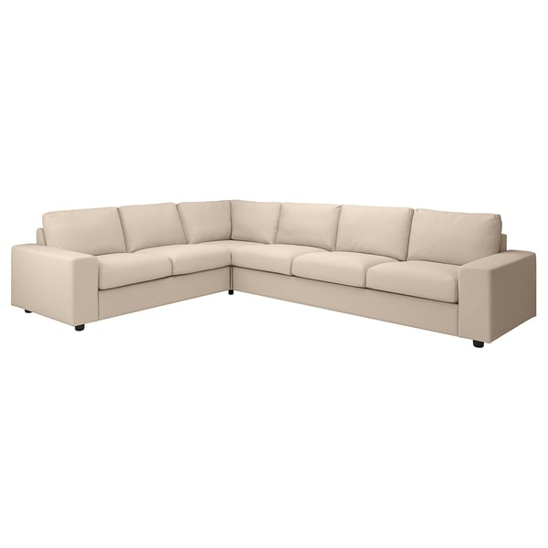 VIMLE corner sofa, 5-seat, with wide armrests/Hallarp beige, 22x54x98 cm