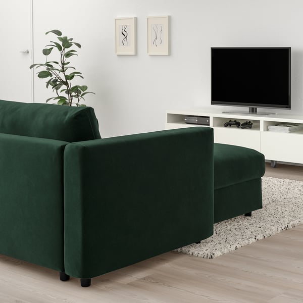 VIMLE corner sofa, 5-seat, with chaise longue/Djuparp dark green, 15x68x98 cm