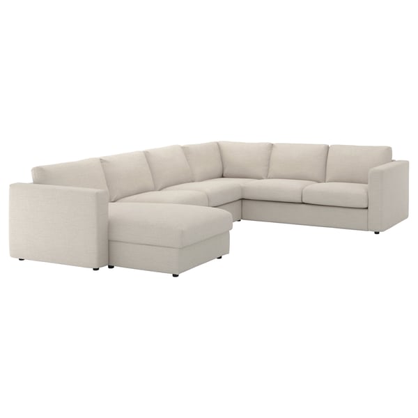 VIMLE corner sofa, 5-seat, with chaise longue/Gunnared beige, 15x68x98 cm