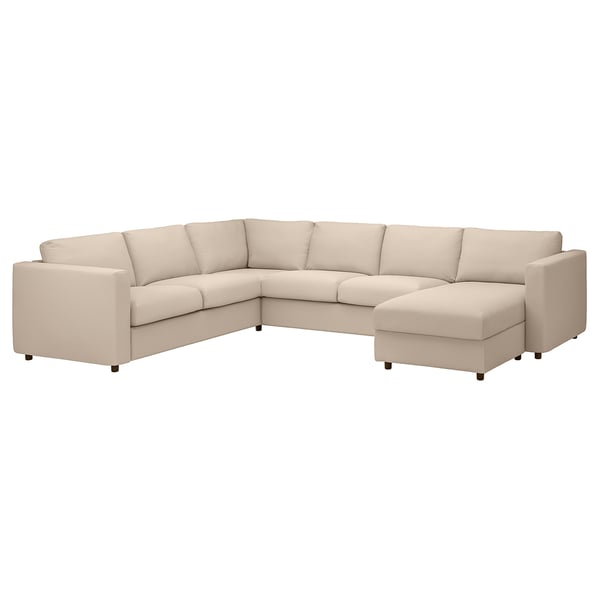 VIMLE corner sofa, 5-seat, with chaise longue/Hallarp beige, 15x68x98 cm