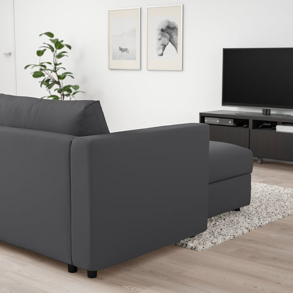 VIMLE corner sofa, 5-seat, with chaise longue/Hallarp grey, 15x68x98 cm