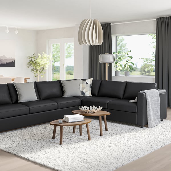 VIMLE corner sofa, 5-seat, Grann/Bomstad black, 15x65x98 cm