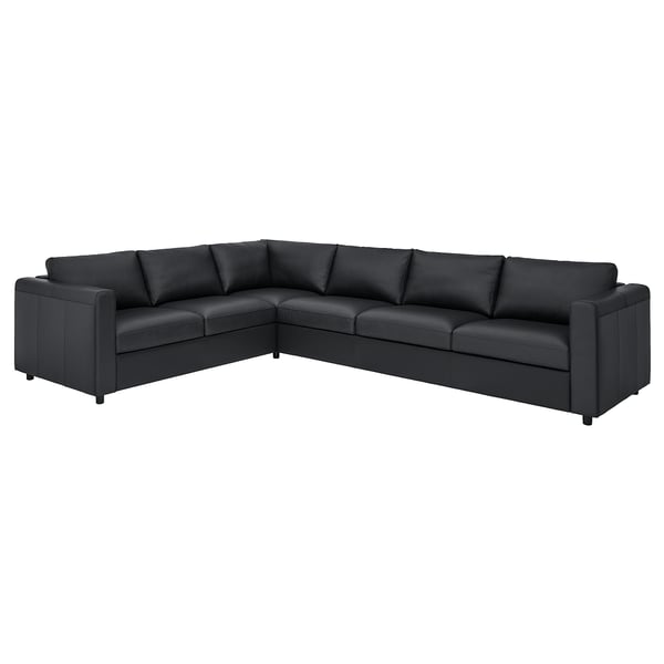 VIMLE corner sofa, 5-seat, Grann/Bomstad black, 15x65x98 cm