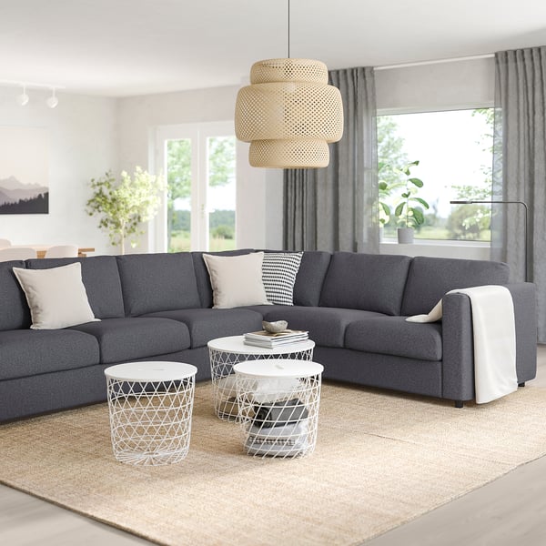 VIMLE corner sofa, 5-seat, Gunnared medium grey