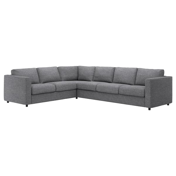 VIMLE corner sofa, 5-seat, Lejde grey/black, 15x68x98 cm