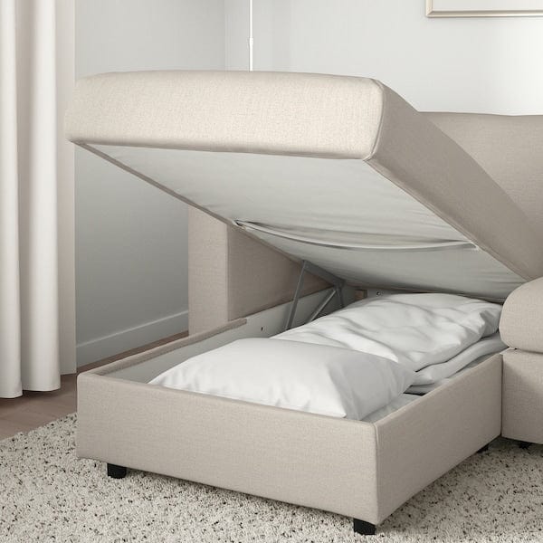 Ikea VIMLE - 3-seater sofa bed/chaise-longue, with wide armrests/Gunnared beige ,