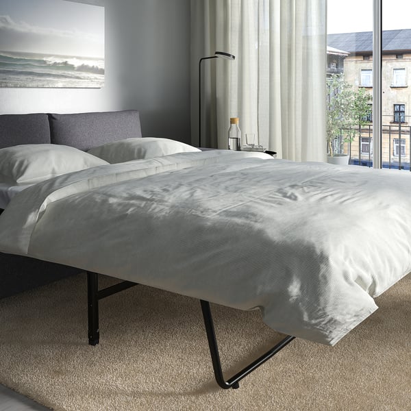 VIMLE 3-seat sofa-bed with chaise longue, with wide armrests Gunnared/medium grey, 285 cm