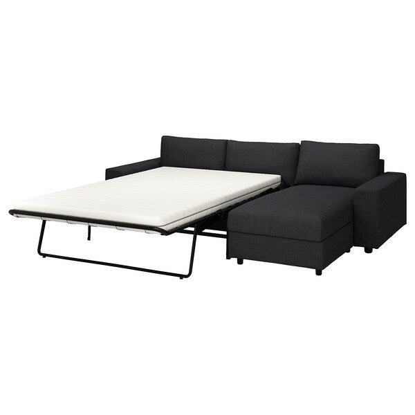 VIMLE - 3-seater sofa bed/chaise-longue, with wide armrests/Hillared anthracite ,