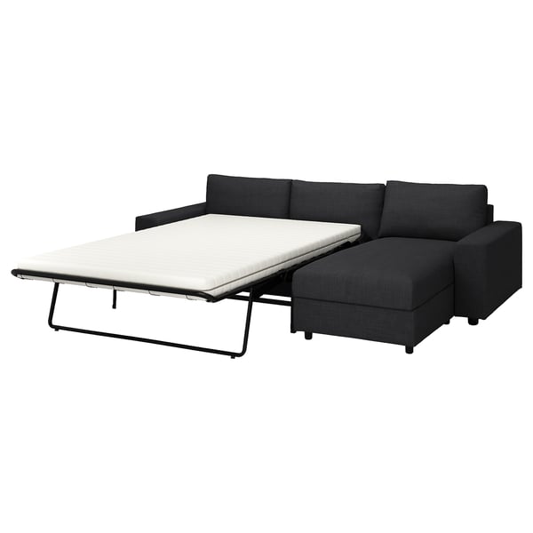 VIMLE 3-seat sofa-bed with chaise longue, with wide armrests/Hillared anthracite, 200x140 cm