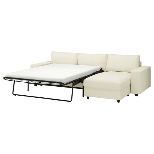 VIMLE 3-seat sofa-bed with chaise longue, with wide armrests/Johanneshov off-white, 285 cm