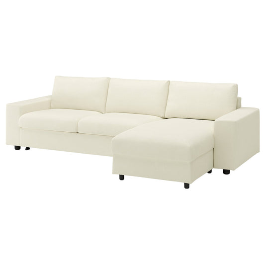 VIMLE 3-seat sofa-bed with chaise longue, with wide armrests/Johanneshov off-white, 285 cm