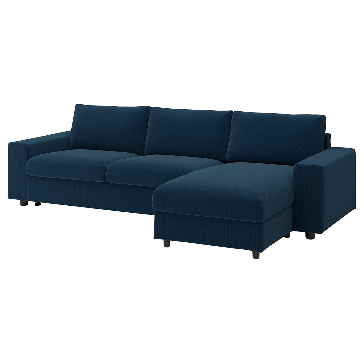 VIMLE 3-seat sofa-bed with chaise longue, with wide armrests/Kelinge dark blue, 285 cm