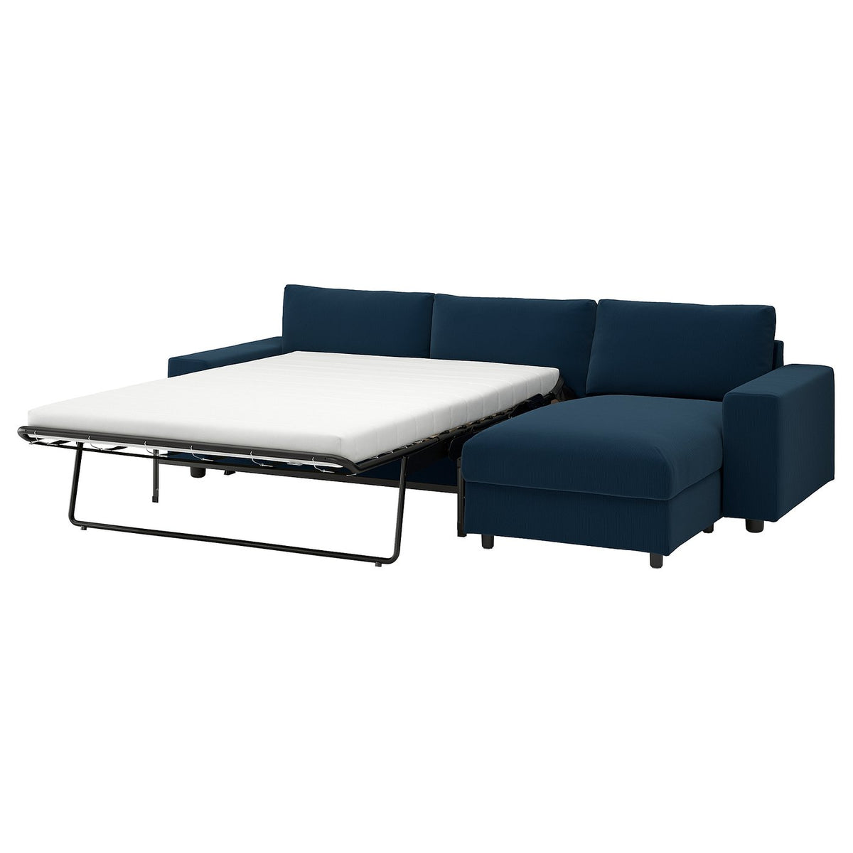 VIMLE 3-seat sofa-bed with chaise longue, with wide armrests/Kelinge dark blue, 285 cm