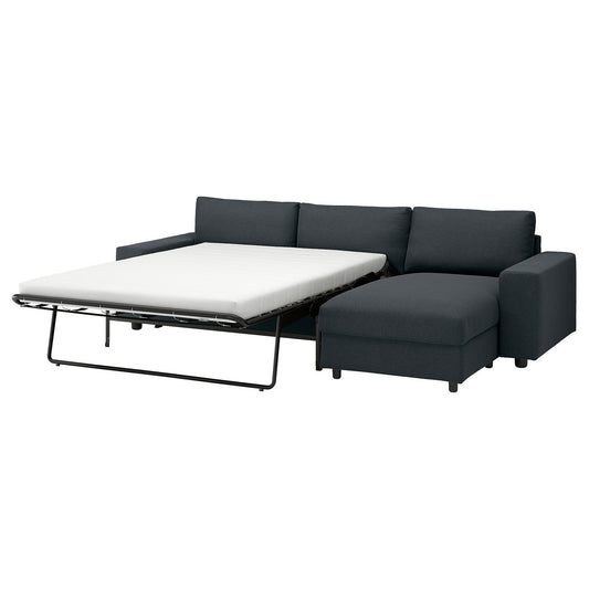 VIMLE 3-seat sofa-bed with chaise longue, with wide armrests/Knäbäck anthracite, 285 cm