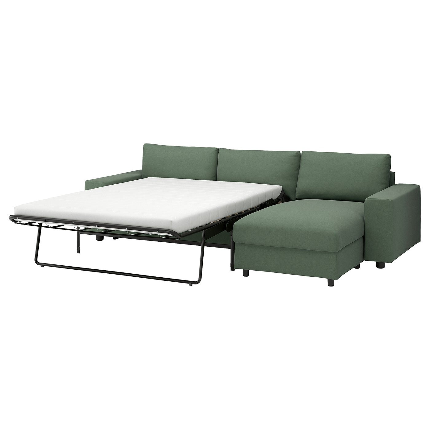 VIMLE 3-seat sofa-bed with chaise longue, with wide armrests/Knäbäck grey-green, 285 cm