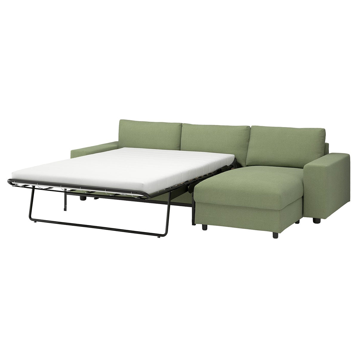 VIMLE 3-seat sofa-bed with chaise longue, with wide armrests/Mosshed grey-green, 285 cm